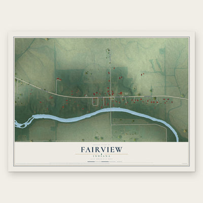 Fairview, Indiana map print, the full design