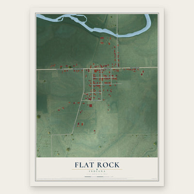Flat Rock, Indiana map print, the full design