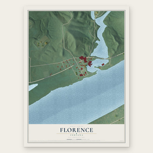 Florence, Indiana map print, the full design