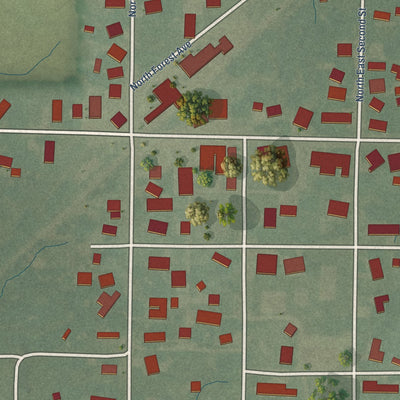 Close-up of the map of Forest, Indiana print showing street and building detail