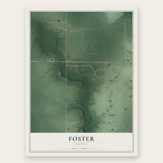 Foster, Indiana map print, the full design