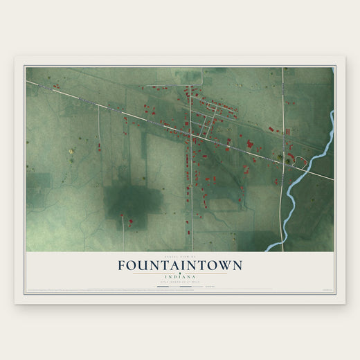 Fountaintown, Indiana map print, the full design