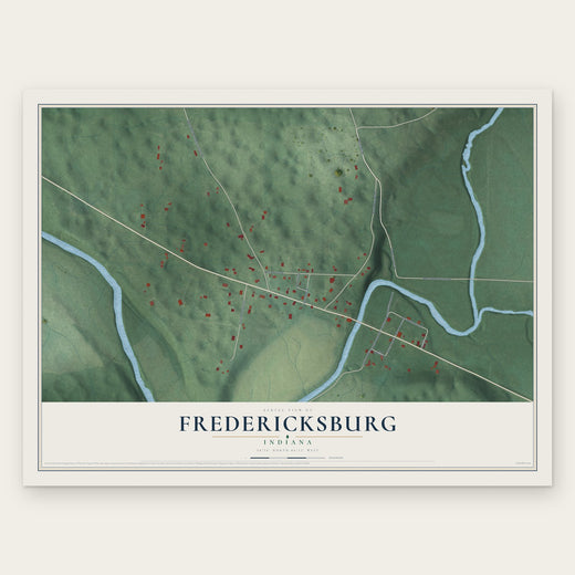 Fredericksburg, Indiana map print, the full design