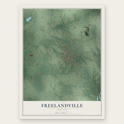 Freelandville, Indiana map print, the full design
