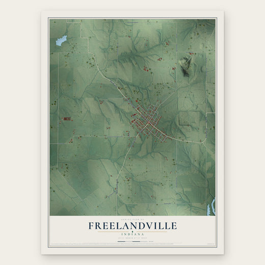 Freelandville, Indiana map print, the full design