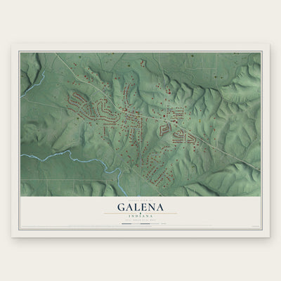 Galena, Indiana map print, the full design