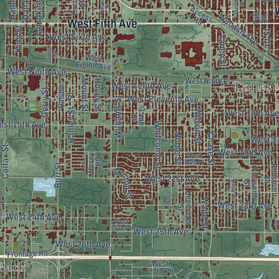 Second close-up of the map of Gary, Indiana print showing more streets and buildings