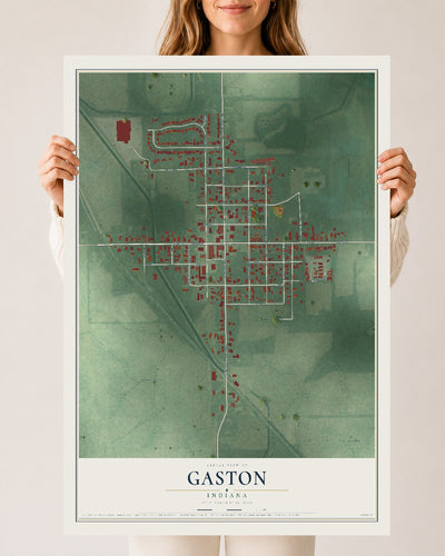 Map of Gaston, Indiana, 24 x 36 inch unframed archival matte print