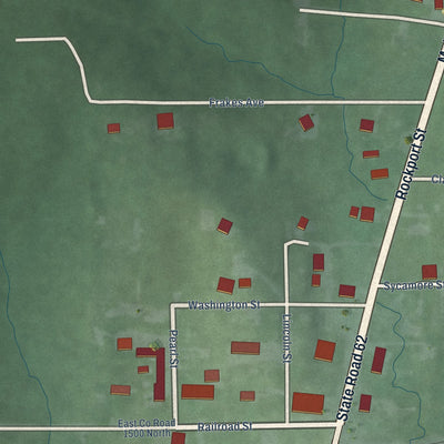Second close-up of the map of Gentryville, Indiana print showing more streets and buildings