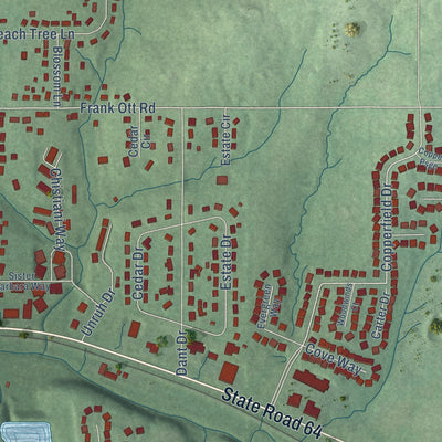 Second close-up of the map of Georgetown, Indiana print showing more streets and buildings