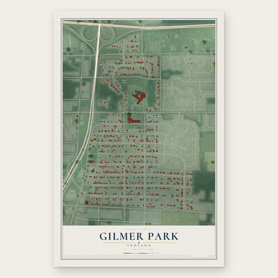 Gilmer Park, Indiana map print, the full design