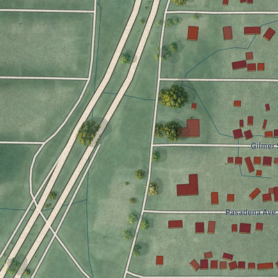 Close-up of the map of Gilmer Park, Indiana print showing street and building detail