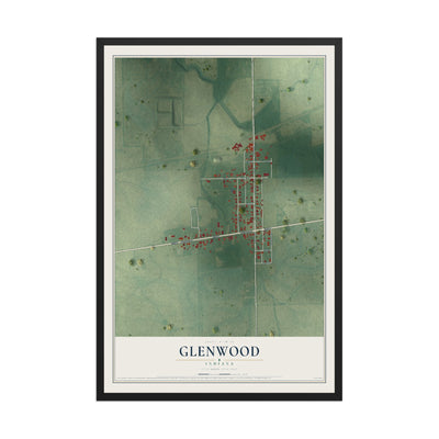 Map of Glenwood, Indiana, 12 x 18 inch print in a black wood frame