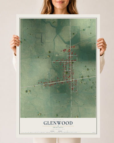 Map of Glenwood, Indiana, 24 x 36 inch unframed archival matte print