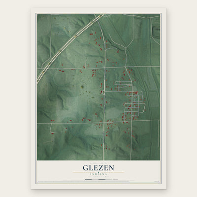 Glezen, Indiana map print, the full design