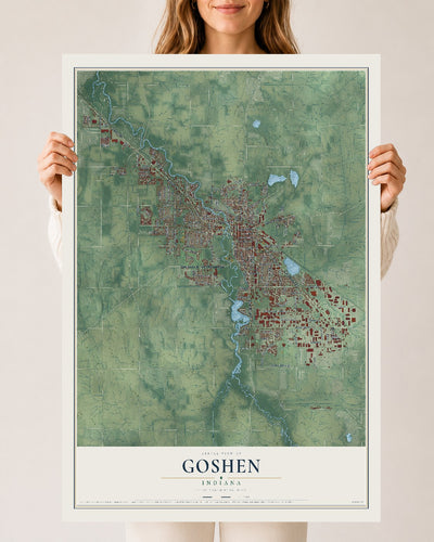 Map of Goshen, Indiana, 24 x 36 inch unframed archival matte print