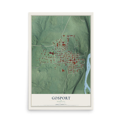Map of Gosport, Indiana, 12 x 18 inch unframed archival matte print