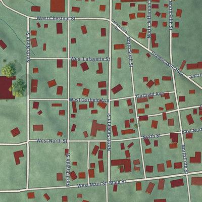 Close-up of the map of Gosport, Indiana print showing street and building detail