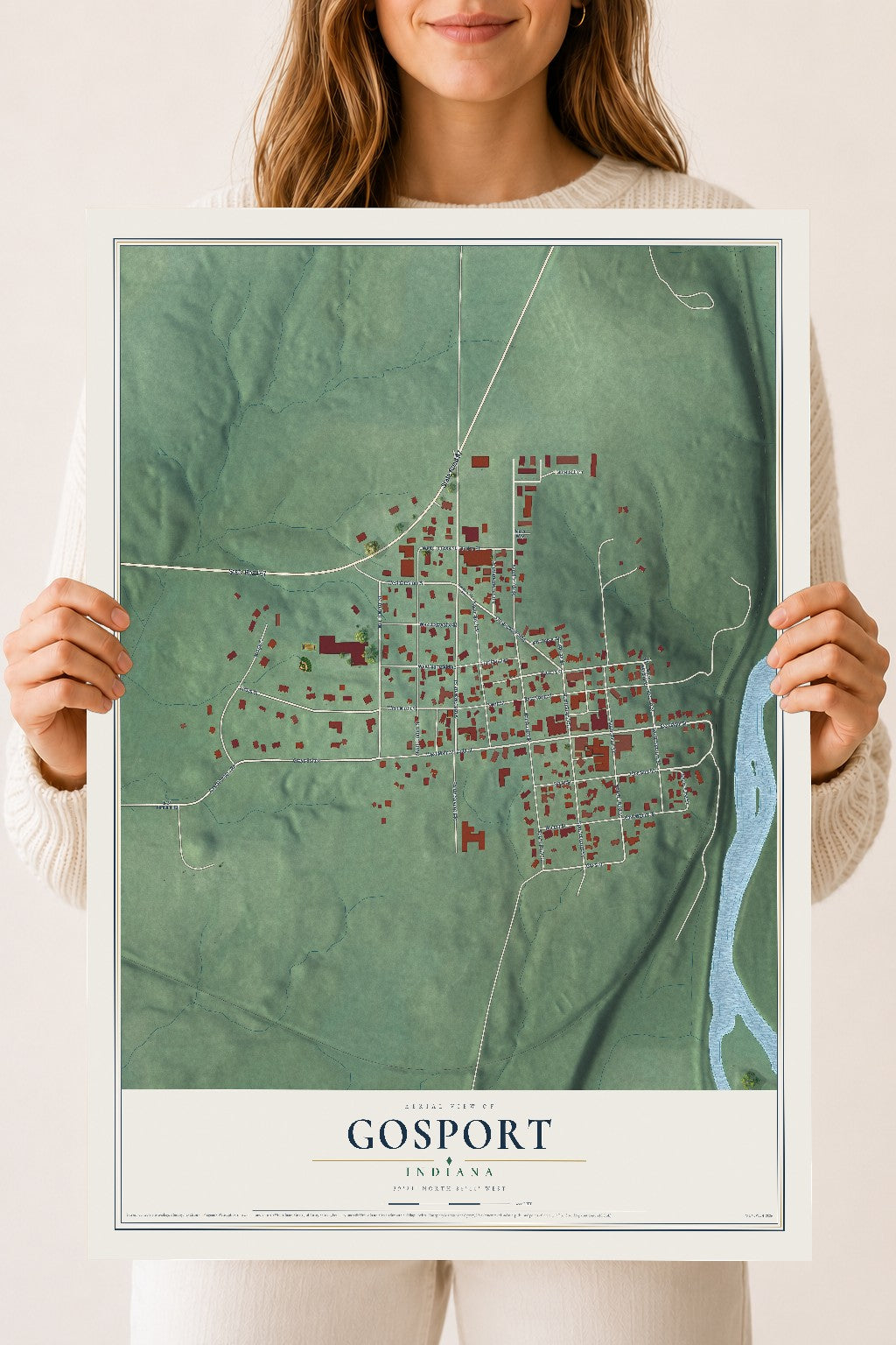 Map of Gosport, Indiana, 18 x 24 inch unframed archival matte print