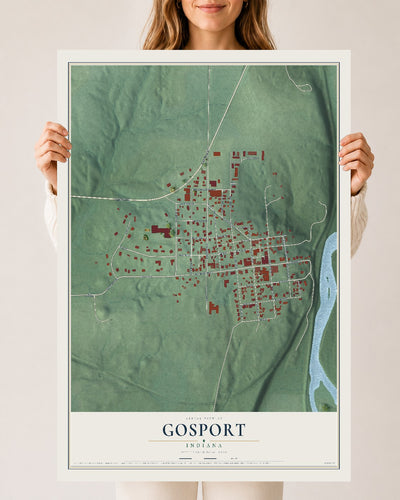Map of Gosport, Indiana, 24 x 36 inch unframed archival matte print