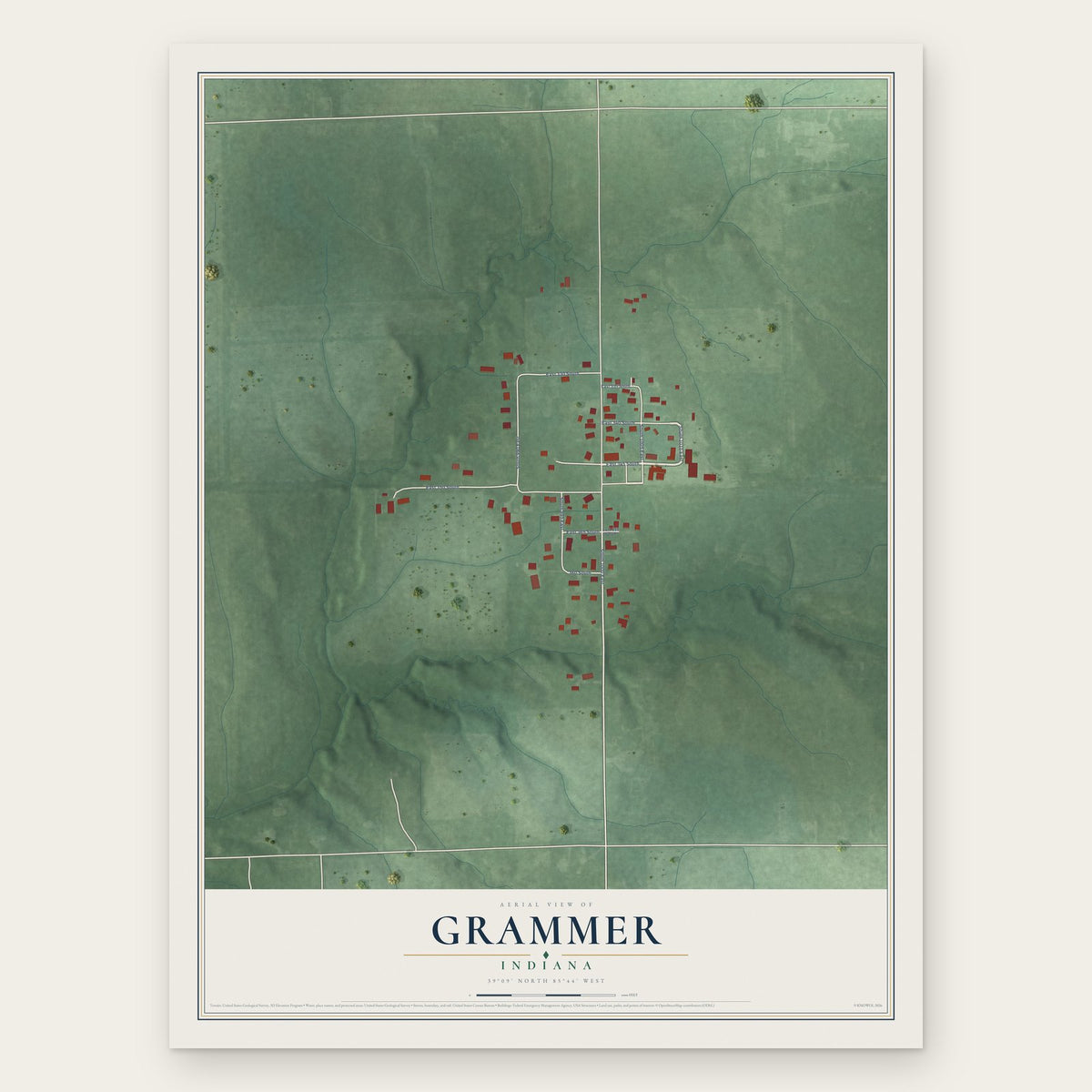 Grammer, Indiana map print, the full design