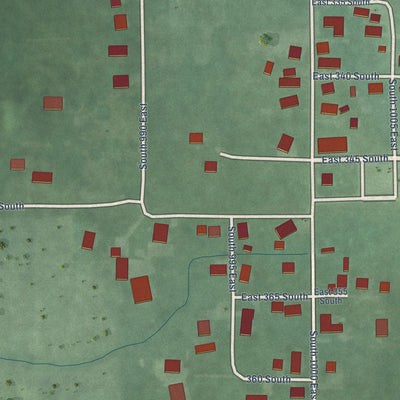 Close-up of the map of Grammer, Indiana print showing street and building detail