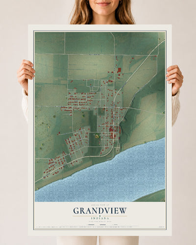 Map of Grandview, Indiana, 24 x 36 inch unframed archival matte print