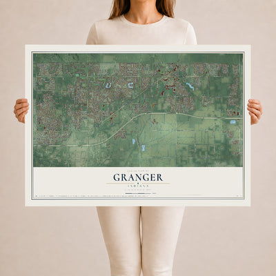 Map of Granger, Indiana, 24 x 36 inch unframed archival matte print