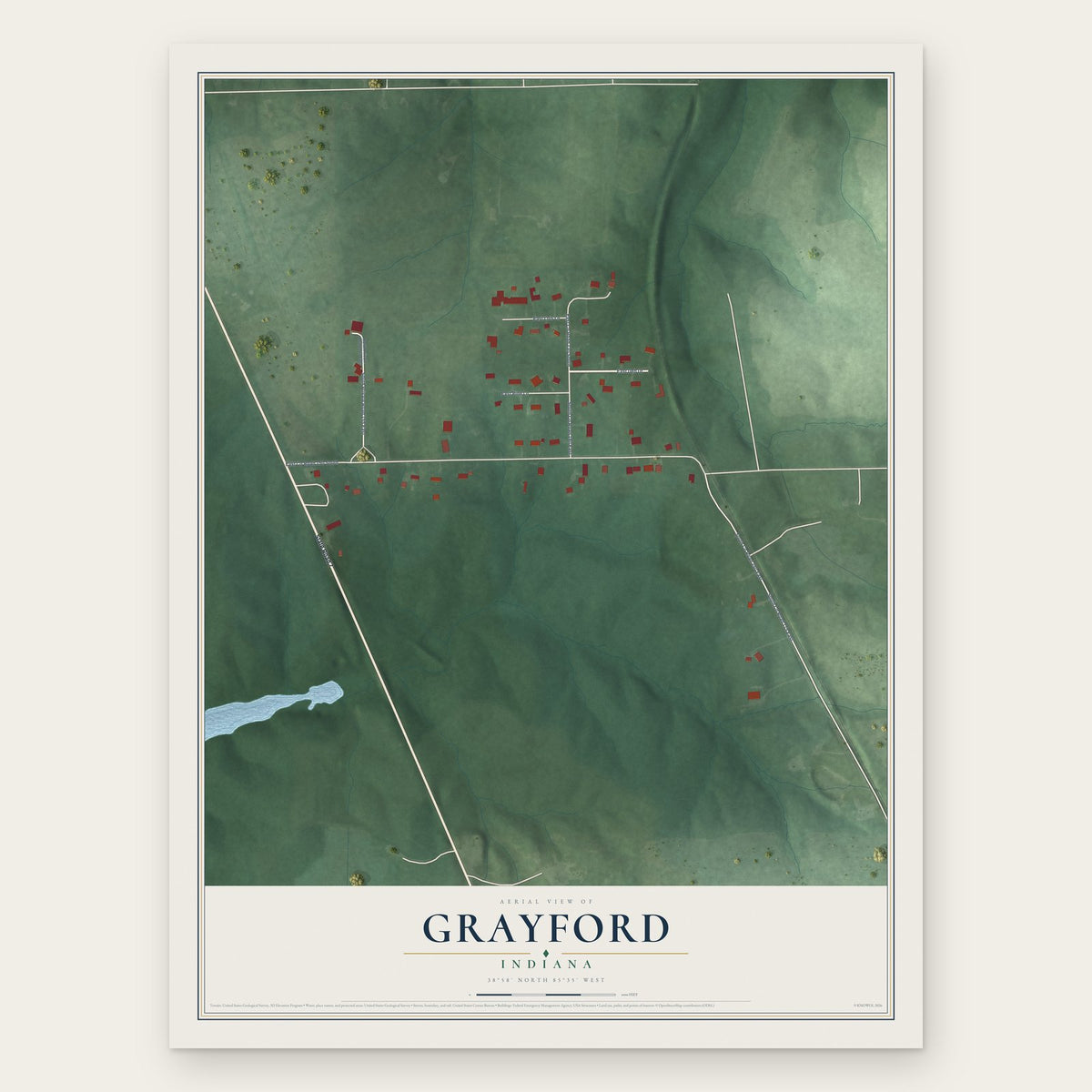 Grayford, Indiana map print, the full design