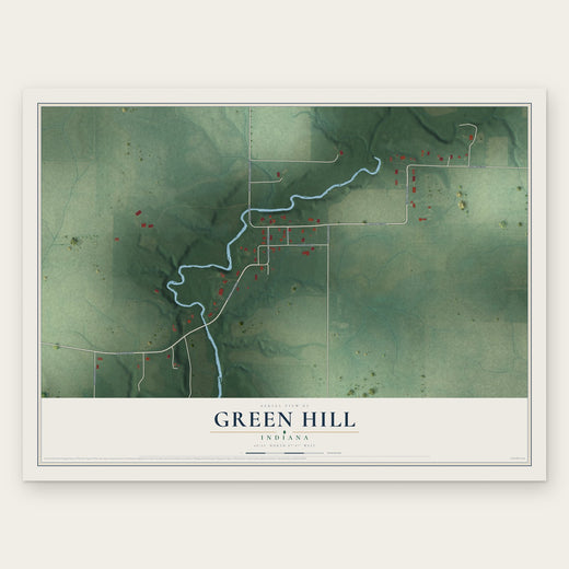 Green Hill, Indiana map print, the full design