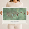 Map of Greencastle, Indiana, 12 x 18 inch unframed archival matte print