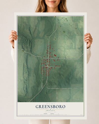 Map of Greensboro, Indiana, 24 x 36 inch unframed archival matte print