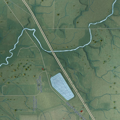 Second close-up of the map of Greensburg, Indiana print showing more streets and buildings