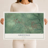 Map of Greenville, Indiana, 12 x 18 inch unframed archival matte print