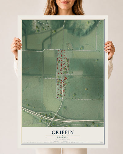 Map of Griffin, Indiana, 24 x 36 inch unframed archival matte print