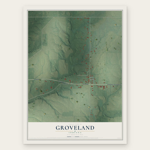Groveland, Indiana map print, the full design