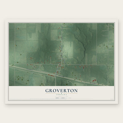 Groverton, Indiana map print, the full design