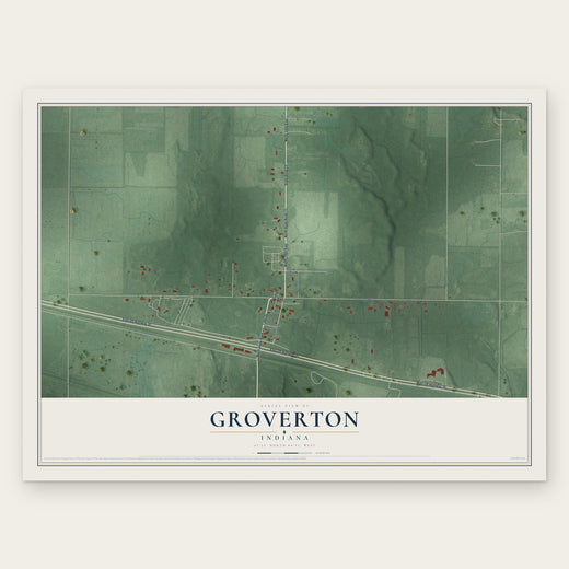 Groverton, Indiana map print, the full design