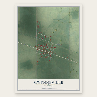 Gwynneville, Indiana map print, the full design