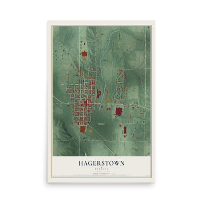 Map of Hagerstown, Indiana, 12 x 18 inch unframed archival matte print