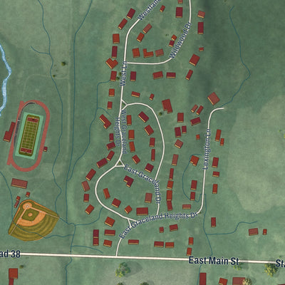 Second close-up of the map of Hagerstown, Indiana print showing more streets and buildings