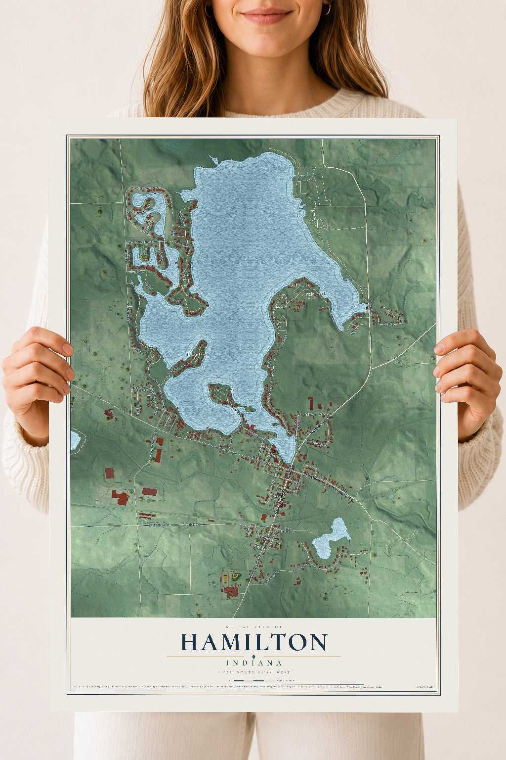 Map of Hamilton, Indiana, 18 x 24 inch unframed archival matte print