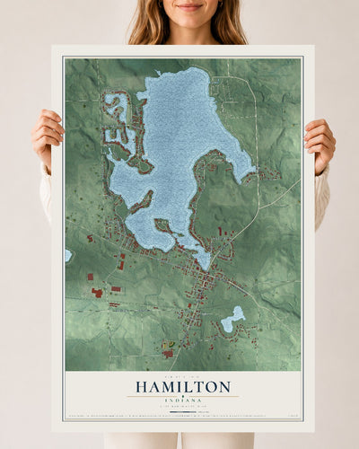 Map of Hamilton, Indiana, 24 x 36 inch unframed archival matte print