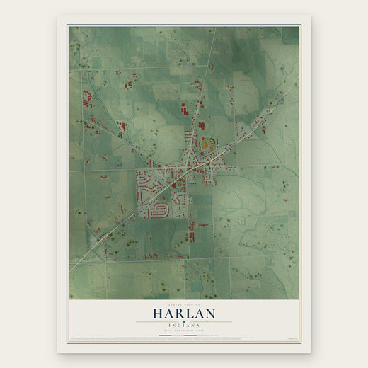 Harlan, Indiana map print, the full design