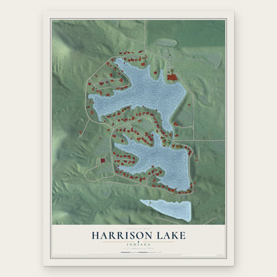 Harrison Lake, Indiana map print, the full design