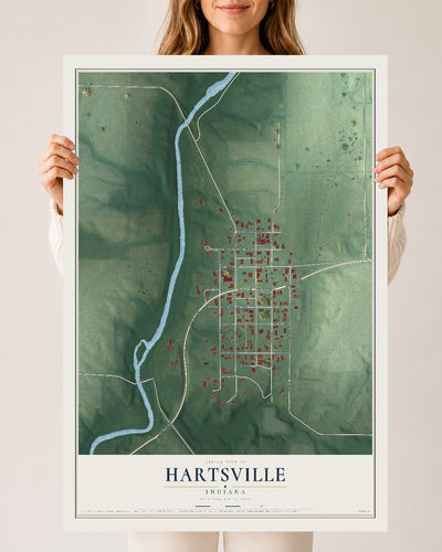 Map of Hartsville, Indiana, 24 x 36 inch unframed archival matte print