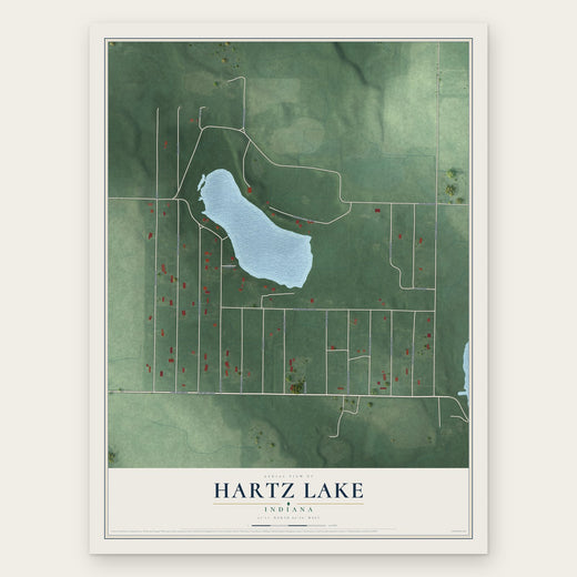 Hartz Lake, Indiana map print, the full design