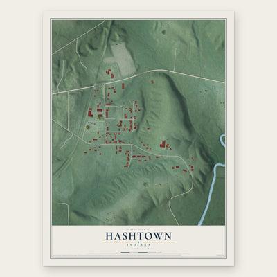 Hashtown, Indiana map print, the full design