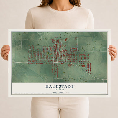 Map of Haubstadt, Indiana, 12 x 18 inch unframed archival matte print