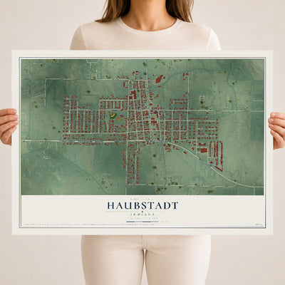 Map of Haubstadt, Indiana, 18 x 24 inch unframed archival matte print